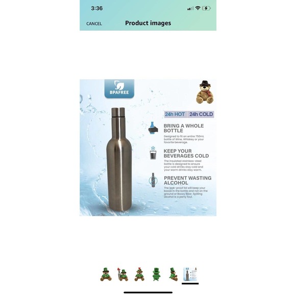 Boozy Bear St. Patrick’s Novelty Drinking Alcohol Gift w Hidden SS 750ml Flask - Picture 5 of 5